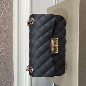 Black PVC mini gently used Handbag/Crossbag